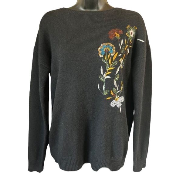 The Cashmere Project Black Cashmere Embellished Sweater - Picture 1 of 8